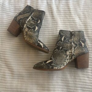 Madewell Snake Print Ankle Booties with Chunky Heel